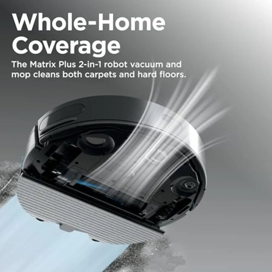 Robot vacuum mop for home use, ABS plastic, black, sonic mopping + self-emptying base + pet hair removal + multi-floor compatib