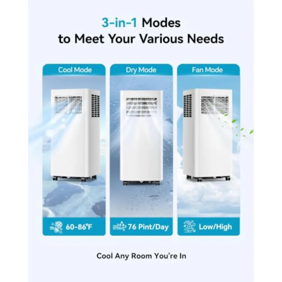 Portable Air Conditioners 12000 BTU 3-in-1 Portable Air Conditioner for Rooms Up to 600 sq.ft. with Cool Fan Dehumidifier Sleep